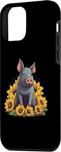 Vista 2 de iPhone 12 mini Cute Pig Lover Sunflower Farmer Farm for Women Men Case