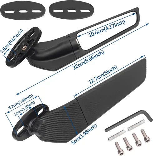 Vista 3 de Espejos retrovisores modificados para motocicleta, espejos laterales giratorios ajustables para Honda CBR125R CBR250R CBR300R CBR500R CBR600F4