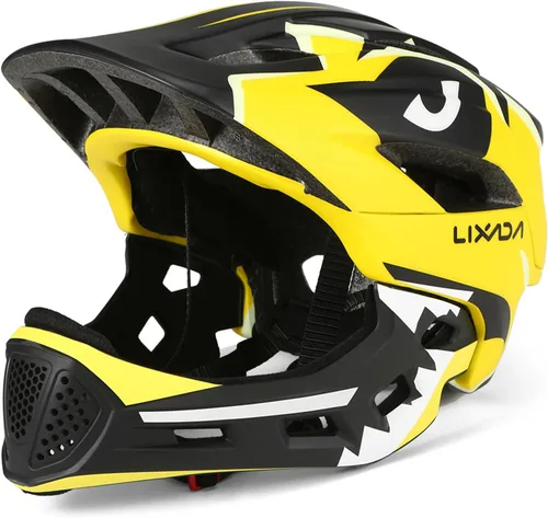 Vista 10 de Lixada Casco de bicicleta para niños, ajustable, desmontable, de cara completa, casco de ciclismo para niños, bicicleta, monopatín, scooter,