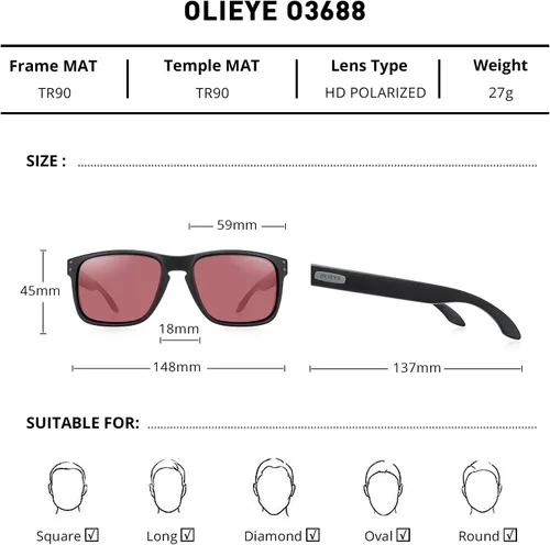 Vista 2 de OLIEYE Gafas de sol polarizadas deportivas para hombre con marco flexible