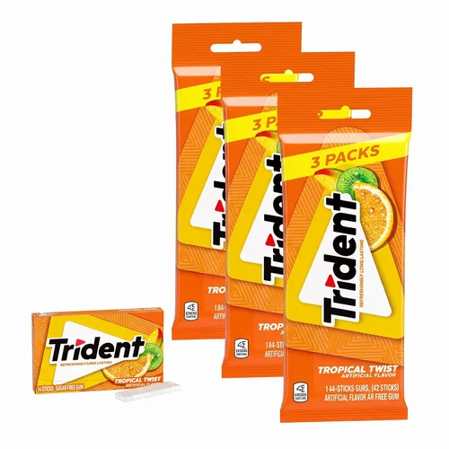 Vista 15 de Trident Goma de mascar de menta verde sin azúcar, 3 paquetes de 14 piezas (42 piezas en total)