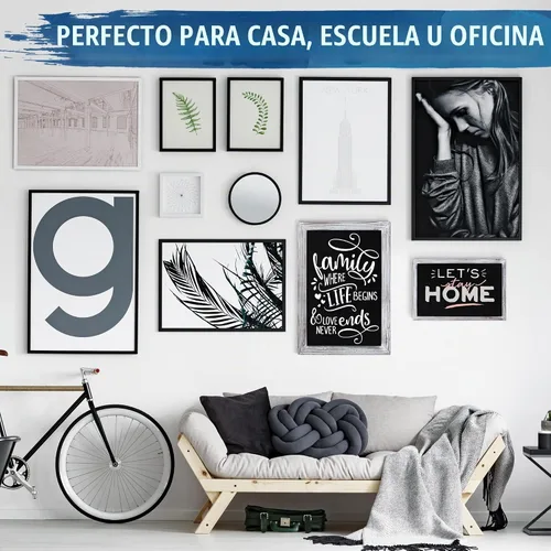 Vista 6 de HBCY Creations Pizarra de tiza de pared con marco de madera maciza blanqueada de 11" x 17", superficie magnética, decoración para el hogar, menús 1