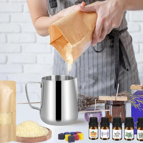 Vista 4 de Kit de fabricación de velas SUPERSUN para adultos - Regalo DIY de Navidad para principiantes, incluye cera de abejas, aceites esenciales, tintes