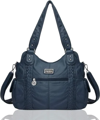 Vista 81 de Angel Barcelo - Bolsa de hombro amplia para mujer, diseño Hobo, cuero lavado