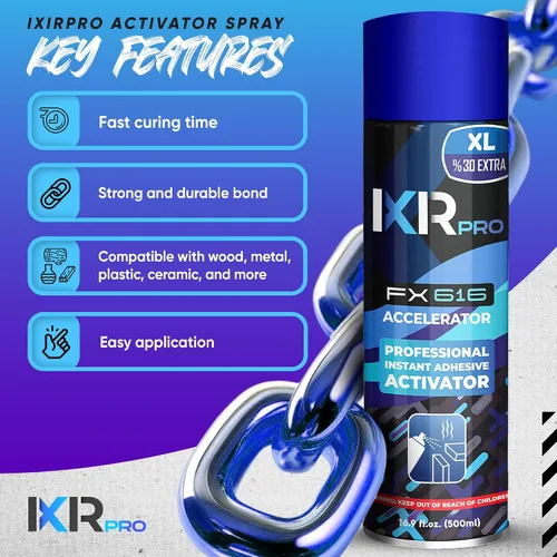 Vista 4 de ixirpro CA Glue Activator Spray (2 x 16.9 oz) – Acelerador de Super Pegamento para unión instantánea Activador de cianoacrilato de secado rápido