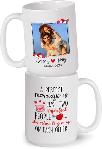 Vista 12 de A True Love Story Never Ever Taza, regalos de boda, regalos de pareja con foto personalizada para él y ella, taza de café con imagen de pareja, taza