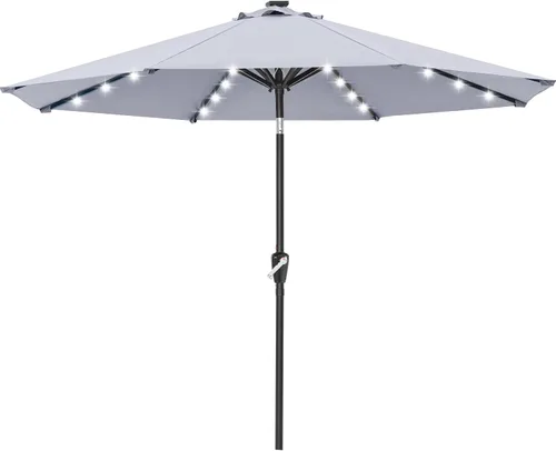 Vista 25 de ABCCANOPY Sombrillas solares duraderas para patio con 24 luces LED de 7.5 pies con 6 varillas resistentes (borgoña)