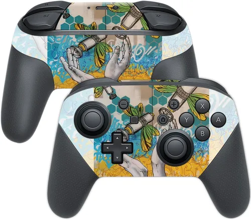 Vista 9 de MightySkins Skin compatible con Nintendo Switch Pro Controller - Negro abstracto Funda protectora de vinilo duradera y única Fácil de aplicar