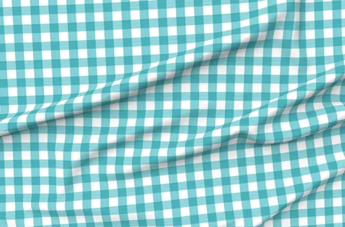 Vista 4 de Spoonflower Tela - Turquesa Buffalo Plaid Stripe Country Gingham Pintura impresa en tela de gasa Fat Quarter - Costura de moda Vestidos Decoración