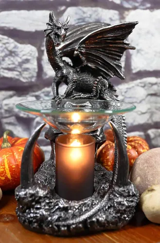 Vista 8 de Ebros - Osario gótico de dientes de sable, calavera, cementerio, dragón, quemador de aceite eléctrico o calentador de tartas, estatua decorativa