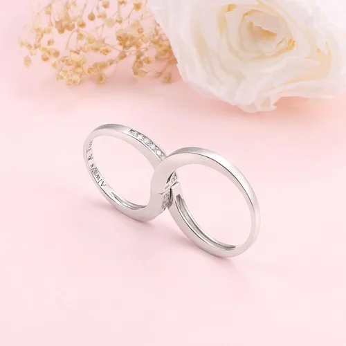 Vista 3 de Yearace Anillos para parejas, anillo de promesa de plata de ley 925 para parejas, regalo de joyería romántico, regalo de joyería, anillo