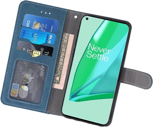 Vista 3 de Asuwish Funda compatible con OnePlus 9 Pro One Plus 9Pro 5G y protector de pantalla de vidrio templado, funda con tapa para tarjetero, funda
