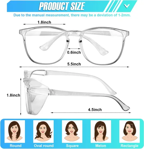 Vista 6 de 4 Pack Safety Glasses Goggles For Women Anti Fog, Cute Protective Eyewear for Nurses, ANSI Z87+ Anti-Blue Light (Transparente _Gris _Negro _Leopardo)