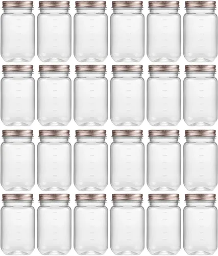 Vista 16 de Novelinks - Recipientes de plástico transparente (16 onzas) 5 Pack, Black, Plastic Containers with Lids, Decorative Jars, Storage Jars, Candy