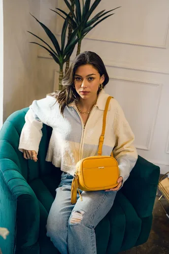 Vista 6 de Bolso cruzado pequeño con borla y correa de cadena, bolso pequeño para mujer