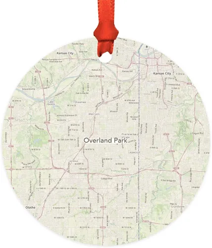 Vista 9 de Andaz Press Mapa de la ciudad de Estados Unidos redondo de madera natural MDF ornamento de Navidad, Akron, Ohio Vintage Mapa, 1 paquete, larga