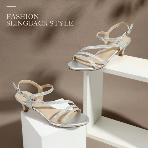 Vista 4 de IDIFU Sandalias elegantes con tirantes delgados de 2 pulgadas para mujer, tacón bajo de gatito, puntera abierta, zapatos de vestir para mujer y dama