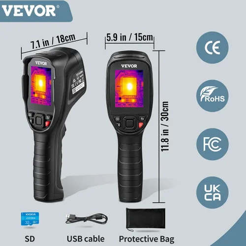 Vista 7 de Cámara de Imagen Térmica VEVOR, Resolución Super de 320 x 240 Píxeles, Cámara Infrarroja con Frecuencia de Actualización de 25Hz, Rango