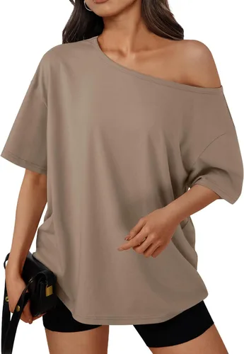 Vista 24 de Trendy Queen Camisetas de verano de gran tamaño con hombros descubiertos Negro