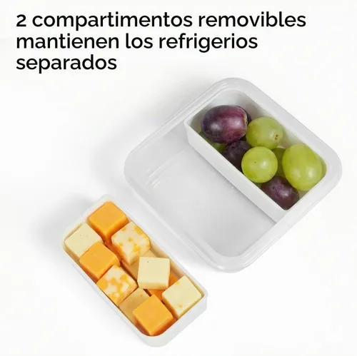 Vista 3 de Recipientes pequeños de 2 compartimentos, mini recipientes para aperitivos para mini refrigerador, pequeños recipientes divididos