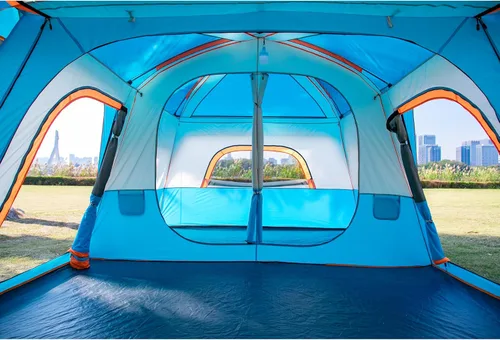 Vista 11 de KTT Extra Large Tent 10-12-14 Person(Style-B),Family Cabin Tents,2 Rooms,3 Doors and 3 Windows with Mesh,Straight Wall,Waterproof,Double Layer,Big