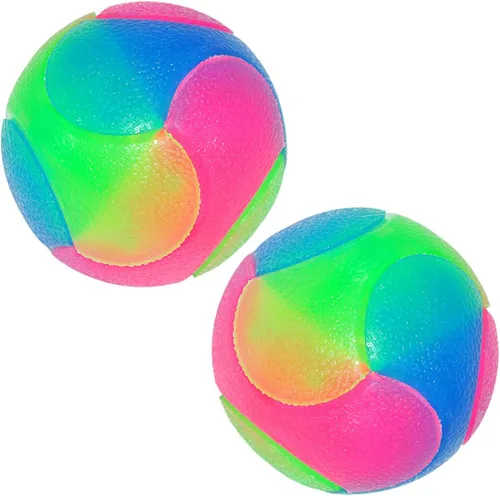 Vista 8 de 2 bolas grandes para perros con luz intermitente, bola elástica que brilla en la oscuridad, interactiva, saltando, parpadeante, juguetes