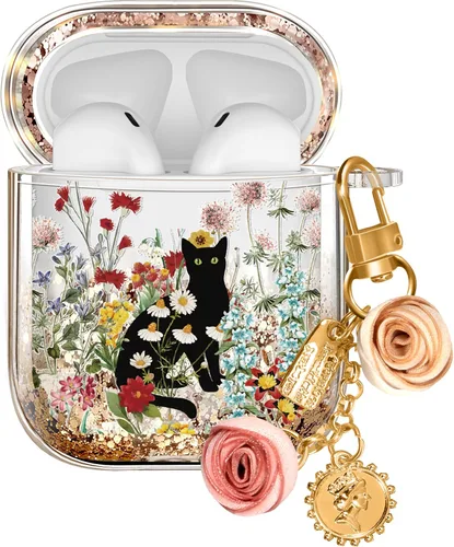 Vista 37 de para Airpods de 2ª/1ª Generación - Estuche Quicksand Liquid Kawaii Lindo Mujer Niña Mujeres Chispeante Brillante Bling Resplandor Adorable Elegante