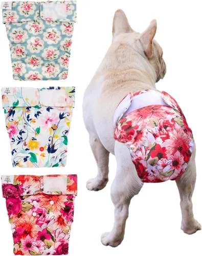 Vista 19 de CuteBone WWD28XS - Pañales lavables para perras, sin agujero para la cola, reutilizables, pantalones de entrenamiento para perritos, con cola