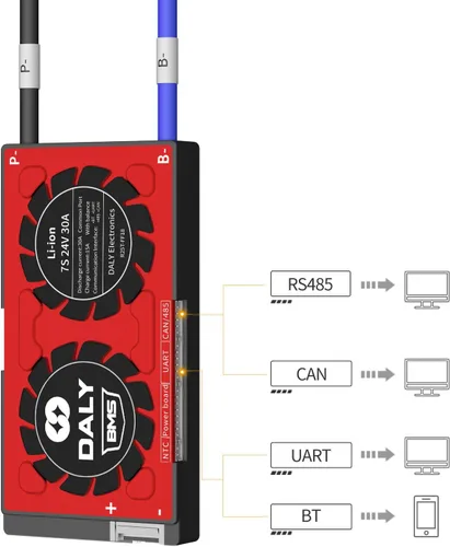Vista 4 de DALY Smart BMS Li-ion 7S 24V 30A con puerto común y módulo Bluetooth Programa de restablecimiento para el sistema solar de almacenamiento de energía