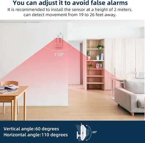 Vista 5 de Sistema de alarma WiFi para el hogar, sistema de alarma inalámbrico con sensor de movimiento de 120 dB, sensor de alarma de puerta de ventana