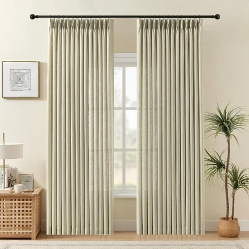 Vista 19 de Cortinas plisadas de lino semitransparentes de 96 pulgadas, filtrado de luz Natural