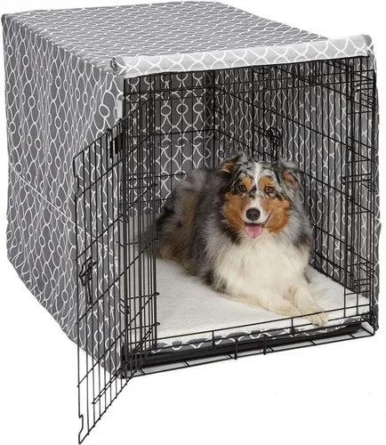 Vista 11 de MidWest Homes for Pets XL Funda para jaula de perro, cubierta de perrera de poliéster negro para dar privacidad, se ajusta a la mayoría