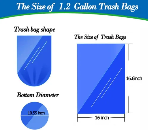 Vista 2 de Revestimientos para cubos de basura de 1.2 galones, 300 unidades, bolsas de basura grises pequeñas, bolsa de basura extra fuerte de 1.2 galones, se