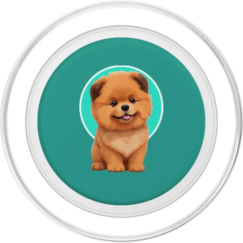 Vista 2 de Cute Happy Chow Puppy Dog Cartoon Dog to Fall in Love PopSockets MagSafe PopGrip for iPhone