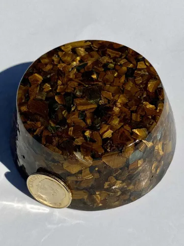 Vista 6 de Tiger's Eye Crystal Tower Buster Orgone Generator Energy Accumulator PERFECT GIFTING TOOL!!!! Made using Advance Harmonics Orgonite Many Beautiful