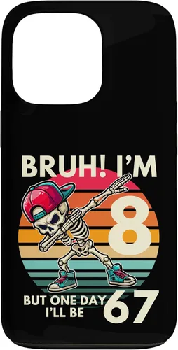 Vista 10 de Bruh I'm 8 But One-Day I'll Be 67 Retro 8th Birthday Kids Case for iPhone XR