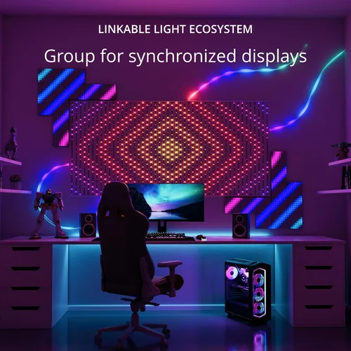 Vista 5 de Twinkly Línea - Kit de extensión adhesivo controlado por aplicación + tira de luz LED magnética con LED RGB (16 millones de colores). Extensible.