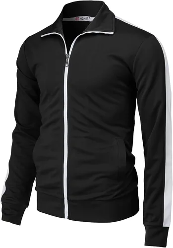 Vista 14 de H2H - Chaqueta deportiva ligera ajustada con cremallera para hombre Cmoja0103-negro
