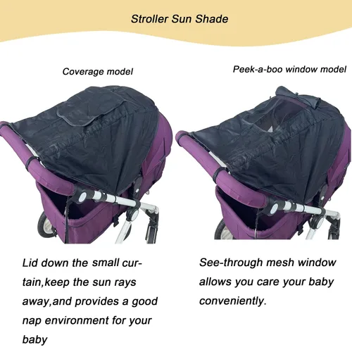 Vista 3 de Parasol universal para cochecito de bebé, cubierta opaca (0.0-19.7 ft) con visera de ventana de malla visible cubierta de toldo para detener