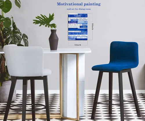 Vista 7 de Decoración de oficina con citas inspiradoras, arte de pared motivacional azul, lienzo enmarcado, tamaño 12 x 16 pulgadas
