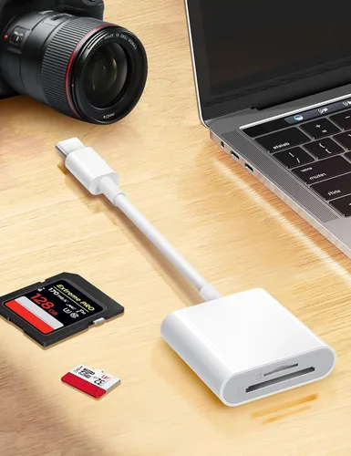 Vista 2 de Cámara Trail USB C Lector de tarjetas SD, ChiaoPio 2 en 1 USB-C a adaptador de tarjeta de memoria con SD MicroSD de doble ranura compatible