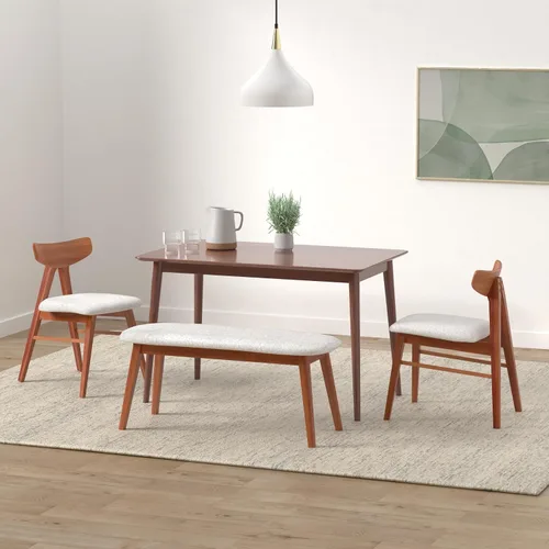 Vista 2 de Mesa de comedor, mesa de cocina, mesa de comedor, mesa de cocina pequeña para espacios pequeños, mesa moderna para el hogar, mesa rectangular Marrón