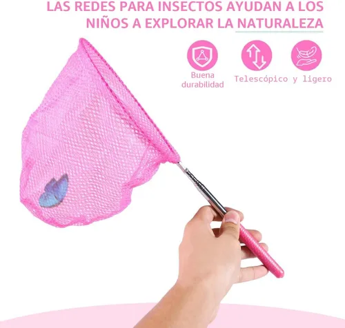 Vista 4 de KISEER Red de pesca telescópica colorida para niños, red de mariposa para atrapar insectos, insectos, juguetes de playa para niños al aire libre