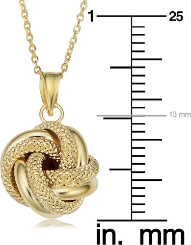 Vista 3 de Kooljewelry Collar con dije de nudo de amor texturizado de oro amarillo de 14 quilates 165 pulgadas Metal