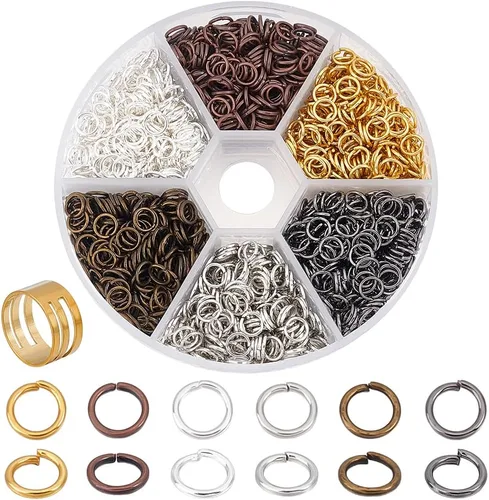 Vista 8 de PH PandaHall Anillo de salto abierto de hierro, 3300 unidades, 6 colores, anillos o sin soldar, 0.157 in, calibre 21, conector de joyería de metal