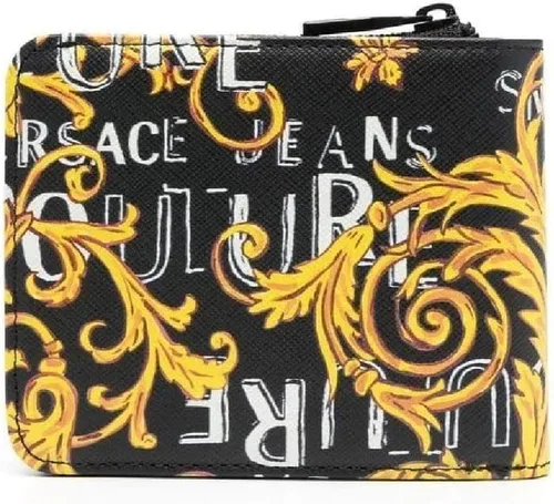 Vista 3 de Versace Jeans Couture Mens Baroque All Over Print Wallet - Inside 5 Card Slots, 2 Bill Compartments, and a Zip Coin Compartment - Closure