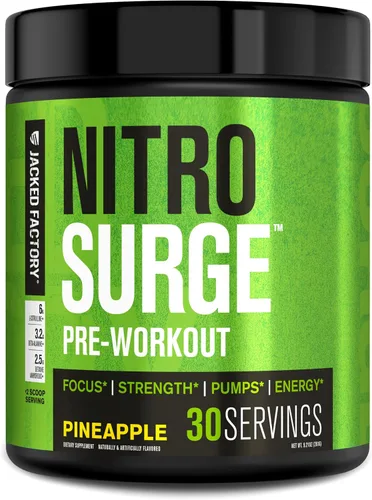 Vista 11 de Jacked Factory NITROSURGE Suplemento Pre Entrenamiento - Energía Sin Límites, Ganancias Instantáneas de Fuerza, Enfoque Claro, Bombeos Intensos