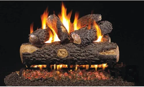 Vista 6 de Peterson Real Fyre - Juego de troncos Big-Stack Split Oak Oak de roble de 24 pulgadas con quemador de doble llama G45 ventilado con válvula