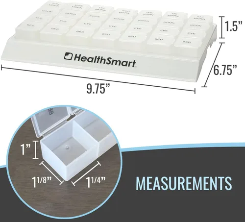 Vista 5 de HealthSmart Organizador semanal de pastillas 3 veces al día, organizador de medicamentos para mañana, mediodía, noche y noche, organizador