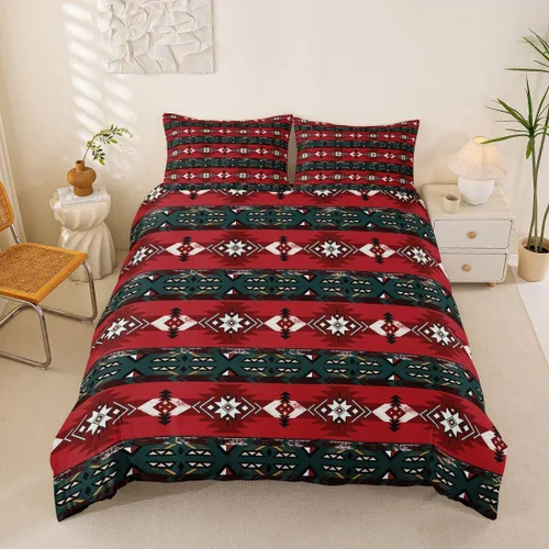 Vista 39 de Erosebridal Juego de funda de edredón estilo bohemio occidental tamaño individual, diseño de vaca atrapasueños del suroeste, juego de ropa de cama